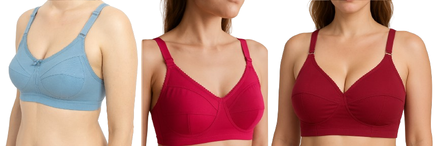 Cintella women's Cotton Blend B,C-Cup Non-Padded Heavy Bust Seamed Minimizer Full Coverage Non-Wired T-Shirt Every day Bra Combo Pack of 3